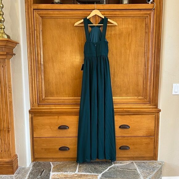 Lulu's Air of Romance Forrest Green  Maxi Dress Size Extra Small NWT - Picture 7 of 16
